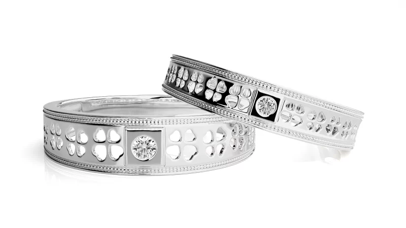 Verighete Cuplu Charming Clovers Carved Aur 18k Genuine Diamonds - Dordogne
