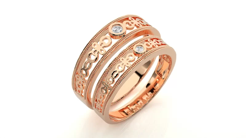 Verighete Cuplu Fascinating Pattern Carved Aur 18k Pure Diamonds - Lille