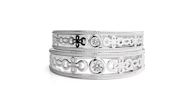 Verighete Cuplu Fascinating Pattern Carved Aur 18k Pure Diamonds - Lille