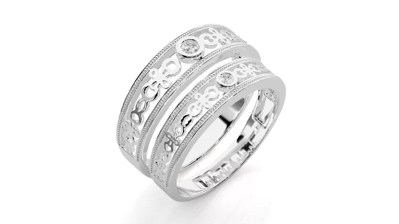 Verighete Cuplu Fascinating Pattern Carved Aur 18k Pure Diamonds - Lille