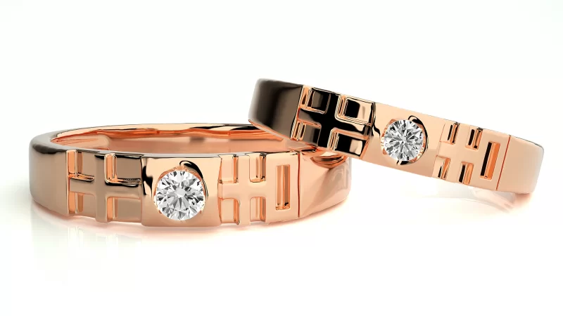 Verighete Cuplu Elegant Geometry Aur 18k Genuine Diamonds - Pamplona