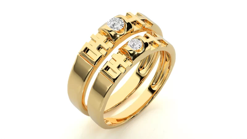 Verighete Cuplu Elegant Geometry Aur 18k Genuine Diamonds - Pamplona