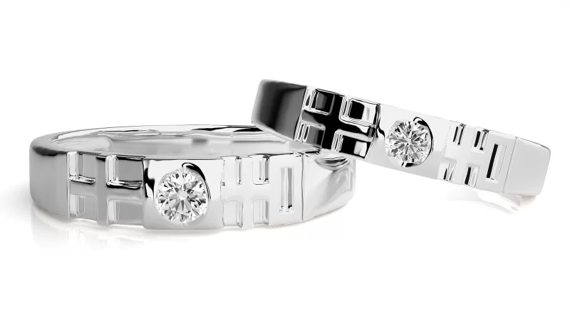 Verighete Cuplu Elegant Geometry Aur 18k Genuine Diamonds - Pamplona