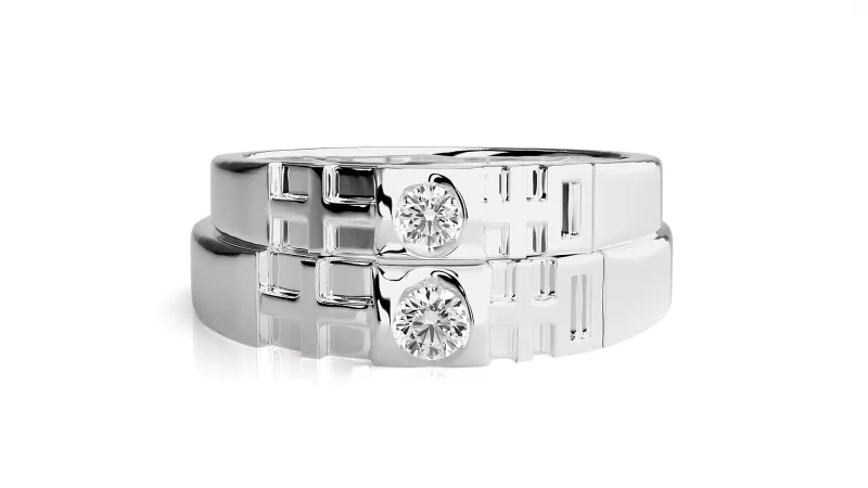 Verighete Cuplu Elegant Geometry Aur 18k Genuine Diamonds - Pamplona