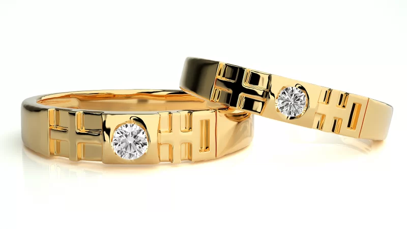 Verighete Cuplu Elegant Geometry Aur 18k Genuine Diamonds - Pamplona
