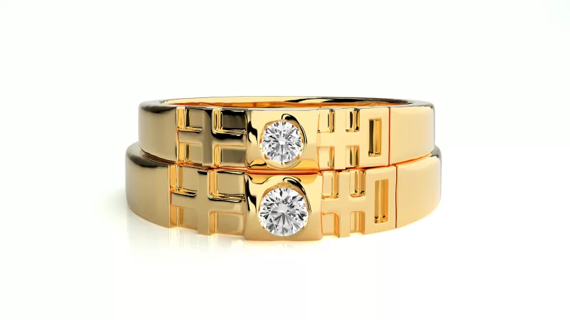 Verighete Cuplu Elegant Geometry Aur 18k Genuine Diamonds - Pamplona