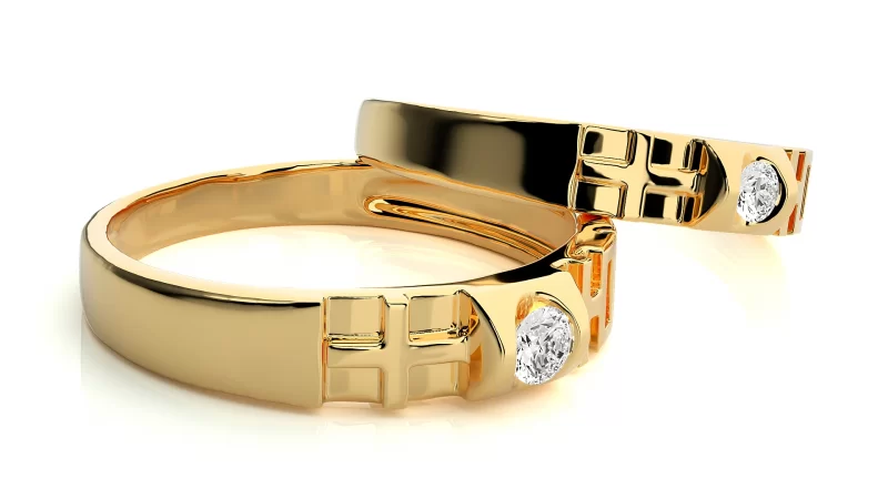 Verighete Cuplu Elegant Geometry Aur 18k Genuine Diamonds - Pamplona