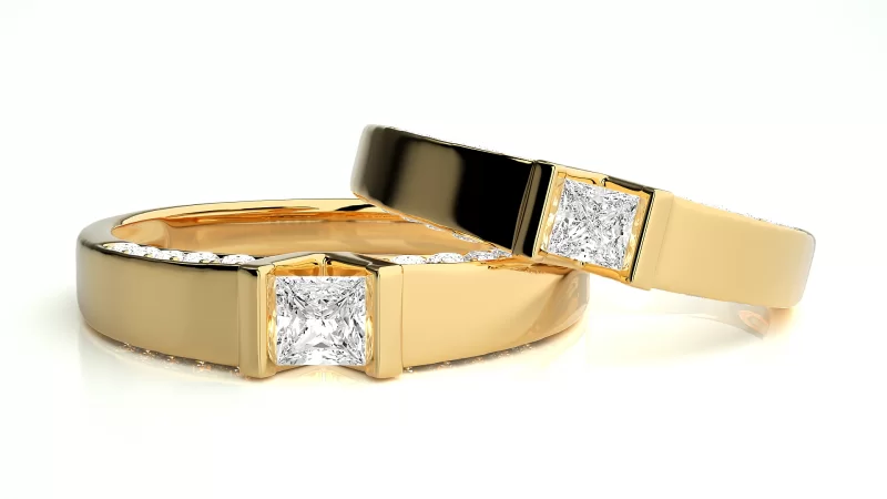Verighete Cuplu Shimmering Aur 18k Genuine Diamonds - Malaga