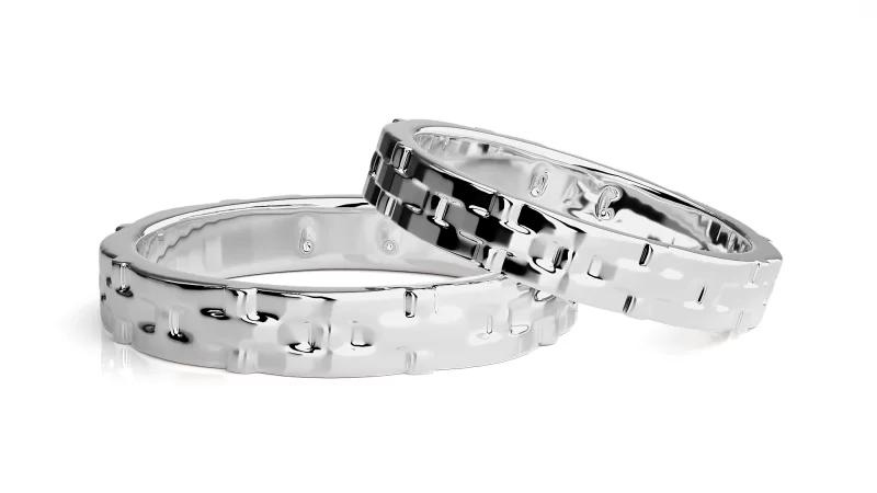 Verighete Cuplu Captivating Pattern Plain Aur 18k Real Diamonds - Yokohama
