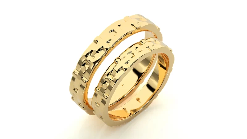 Verighete Cuplu Captivating Pattern Plain Aur 18k Real Diamonds - Yokohama