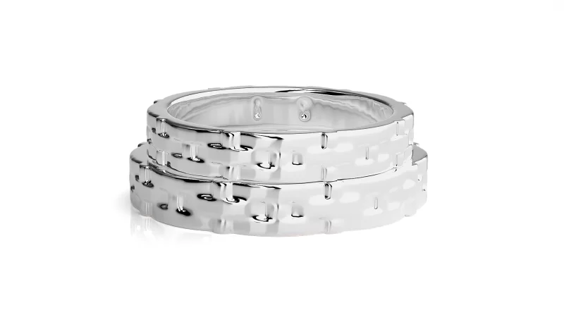 Verighete Cuplu Captivating Pattern Plain Aur 18k Real Diamonds - Yokohama