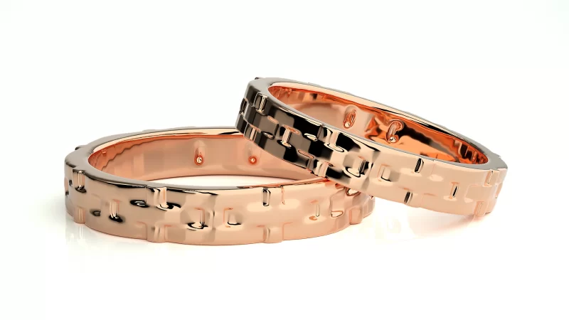 Verighete Cuplu Captivating Pattern Plain Aur 18k Real Diamonds - Yokohama