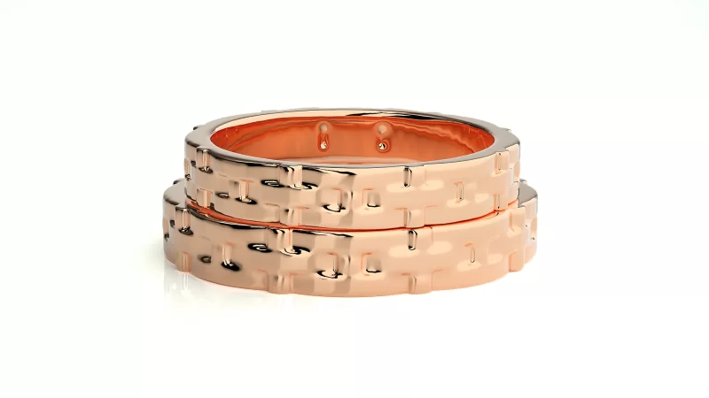 Verighete Cuplu Captivating Pattern Plain Aur 18k Real Diamonds - Yokohama
