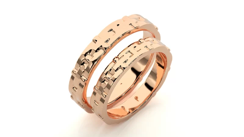 Verighete Cuplu Captivating Pattern Plain Aur 18k Real Diamonds - Yokohama