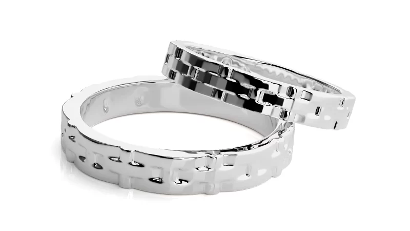 Verighete Cuplu Captivating Pattern Plain Aur 18k Real Diamonds - Yokohama
