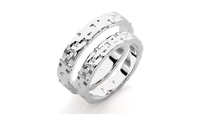 Verighete Cuplu Captivating Pattern Plain Aur 18k Real Diamonds - Yokohama