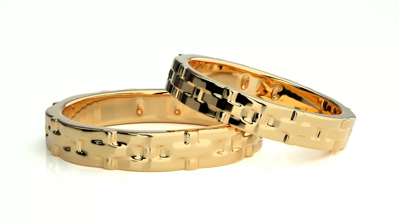 Verighete Cuplu Captivating Pattern Plain Aur 18k Real Diamonds - Yokohama