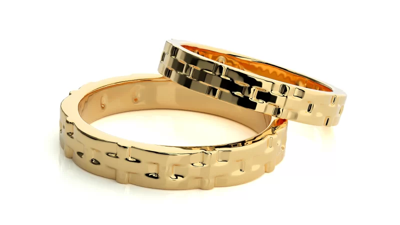 Verighete Cuplu Captivating Pattern Plain Aur 18k Real Diamonds - Yokohama