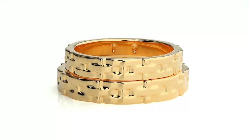 Verighete Cuplu Captivating Pattern Plain Aur 18k Real Diamonds - Yokohama