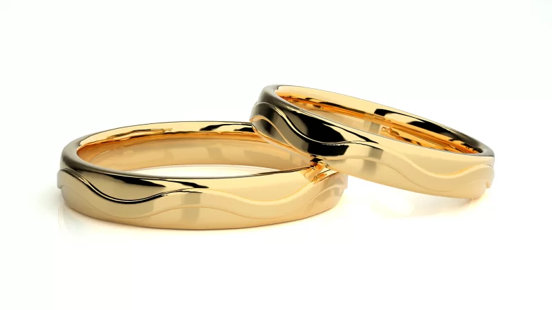 Verighete Cuplu Noble Fluid Plain Aur 18k Real Diamonds - Nara