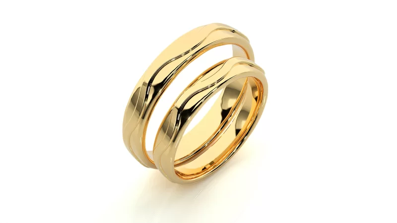Verighete Cuplu Noble Fluid Plain Aur 18k Real Diamonds - Nara