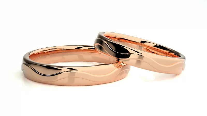 Verighete Cuplu Noble Fluid Plain Aur 18k Real Diamonds - Nara