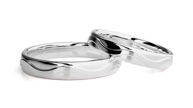 Verighete Cuplu Noble Fluid Plain Aur 18k Real Diamonds - Nara