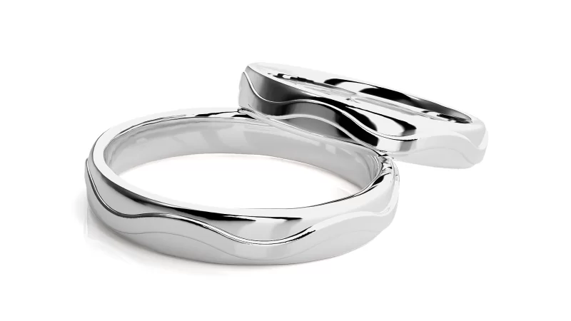 Verighete Cuplu Noble Fluid Plain Aur 18k Real Diamonds - Nara