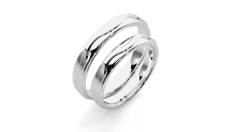 Verighete Cuplu Noble Fluid Plain Aur 18k Real Diamonds - Nara