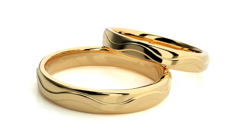 Verighete Cuplu Noble Fluid Plain Aur 18k Real Diamonds - Nara