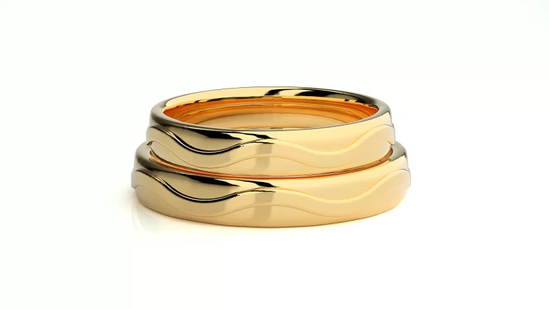 Verighete Cuplu Noble Fluid Plain Aur 18k Real Diamonds - Nara