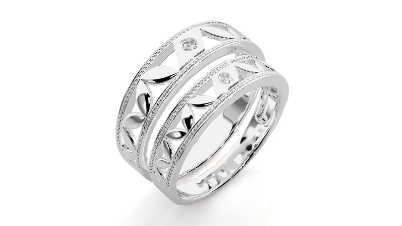 Verighete Cuplu Stylish Carved Aur 18k Natural Diamonds - Manaus