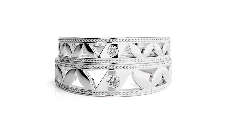 Verighete Cuplu Stylish Carved Aur 18k Natural Diamonds - Manaus