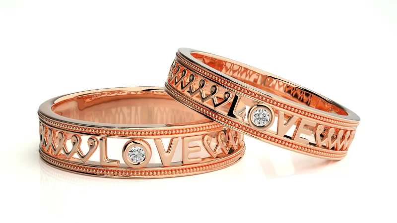 Verighete Cuplu Forever LOVE Carved Aur 18k Real Diamonds - Fortaleza