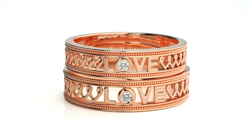 Verighete Cuplu Forever LOVE Carved Aur 18k Real Diamonds - Fortaleza