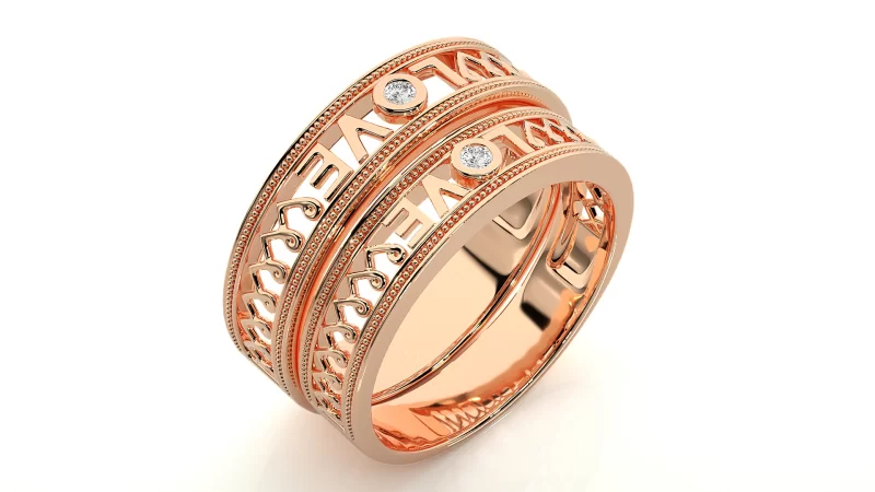 Verighete Cuplu Forever LOVE Carved Aur 18k Real Diamonds - Fortaleza