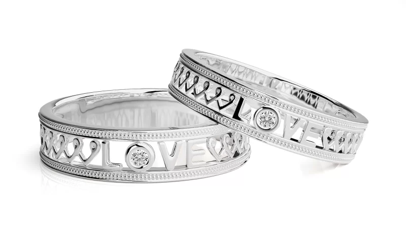 Verighete Cuplu Forever LOVE Carved Aur 18k Real Diamonds - Fortaleza