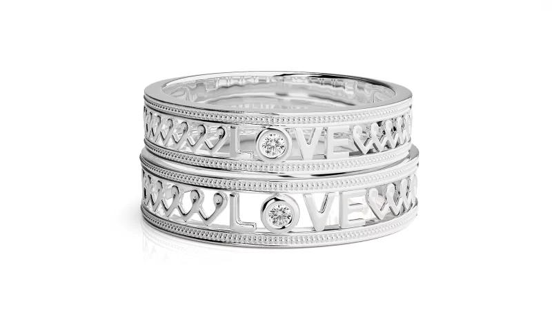 Verighete Cuplu Forever LOVE Carved Aur 18k Real Diamonds - Fortaleza