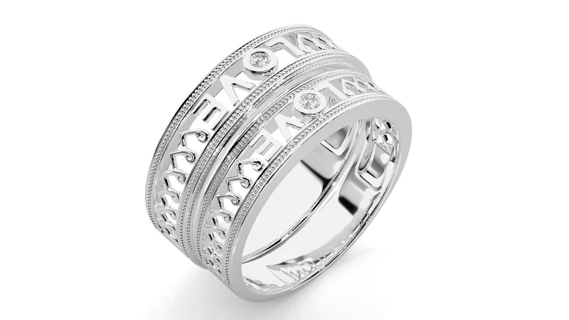Verighete Cuplu Forever LOVE Carved Aur 18k Real Diamonds - Fortaleza