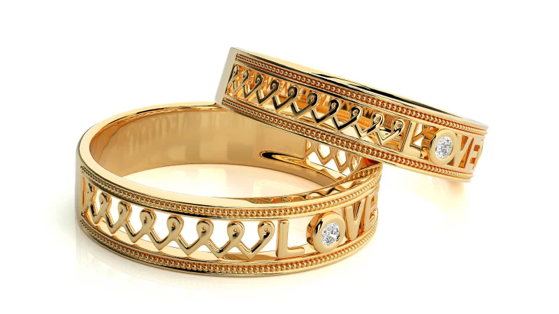 Verighete Cuplu Forever LOVE Carved Aur 18k Real Diamonds - Fortaleza