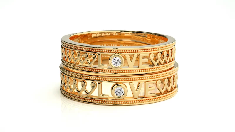 Verighete Cuplu Forever LOVE Carved Aur 18k Real Diamonds - Fortaleza