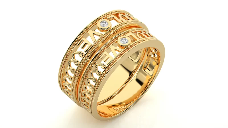 Verighete Cuplu Forever LOVE Carved Aur 18k Real Diamonds - Fortaleza