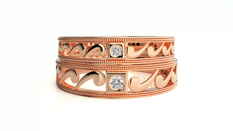 Verighete Cuplu Fluid Carved Aur 18k Real Diamonds - Campo Grande