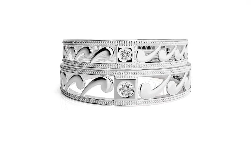 Verighete Cuplu Fluid Carved Aur 18k Real Diamonds - Campo Grande