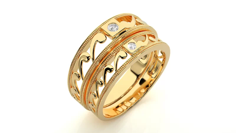 Verighete Cuplu Fluid Carved Aur 18k Real Diamonds - Campo Grande