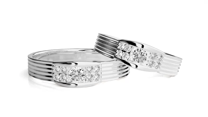 Verighete Cuplu Contemporary Dazzling Aur 18k Real Diamonds - Santos