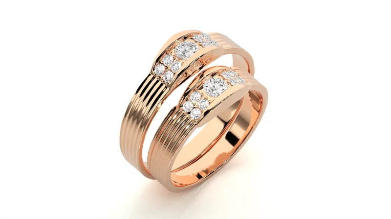 Verighete Cuplu Contemporary Dazzling Aur 18k Real Diamonds - Santos
