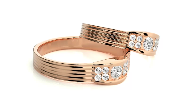 Verighete Cuplu Contemporary Dazzling Aur 18k Real Diamonds - Santos