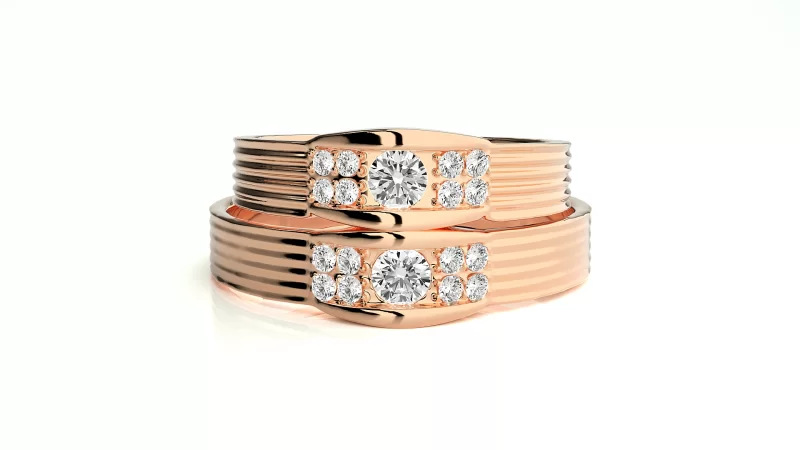 Verighete Cuplu Contemporary Dazzling Aur 18k Real Diamonds - Santos