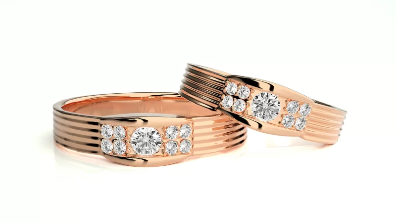 Verighete Cuplu Contemporary Dazzling Aur 18k Real Diamonds - Santos